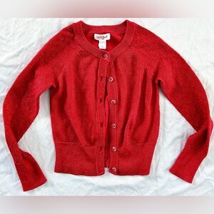 Cat & Jack Girls Red Glitter Cardigan Sweater Size XS 4/5 Button Front